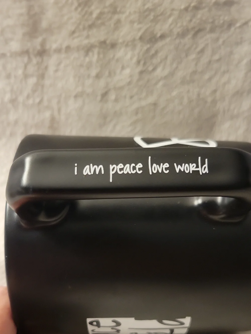 Peace Love World Cogfee Or Tea Mug. Red, Black, And White